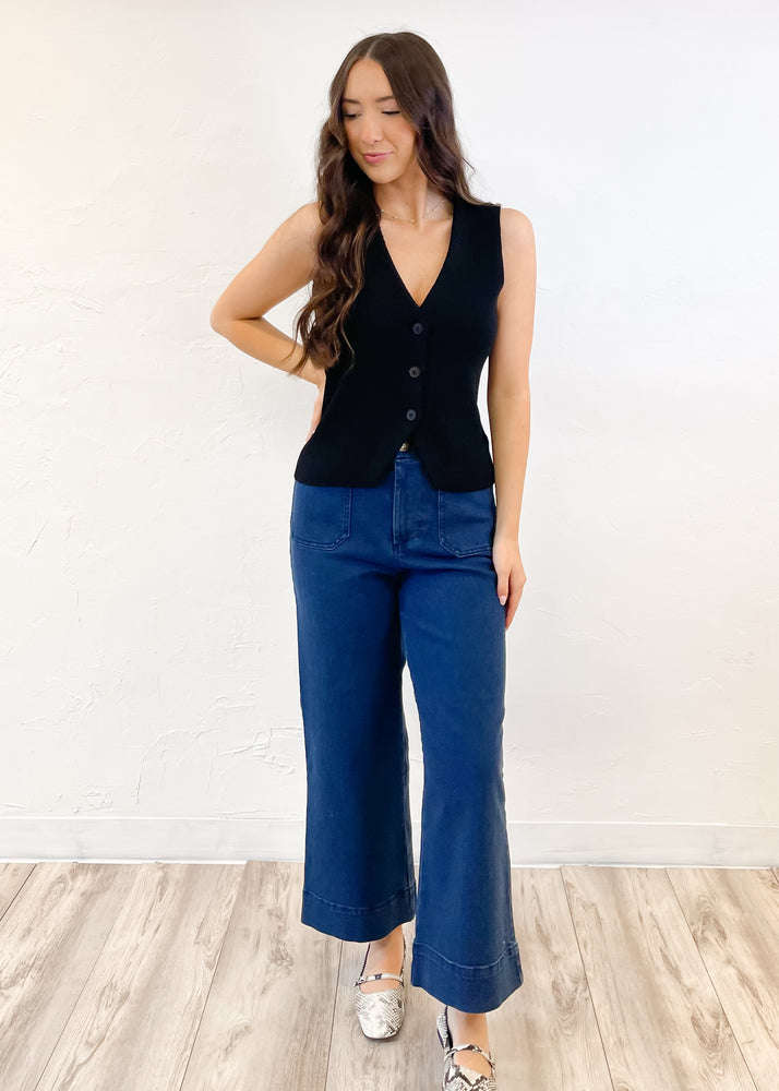 Velvet Heart Alyx Cropped Wide Leg Pant | Dark Blue