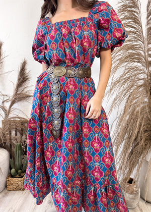 Harvest Bloom Maxi Dress | Teal