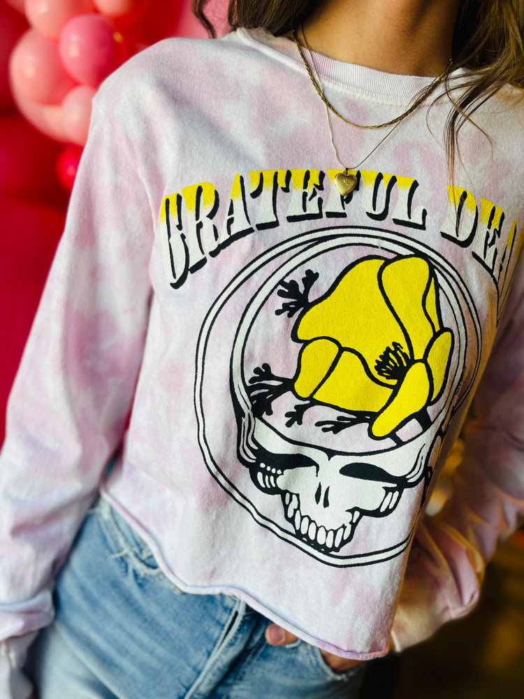 Junk Food Grateful Dead Crop Top Sweatshirt | Pink
