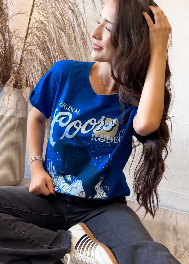 Recycled Karma Original Coors Rodeo Bull Tee | Cobalt Blue
