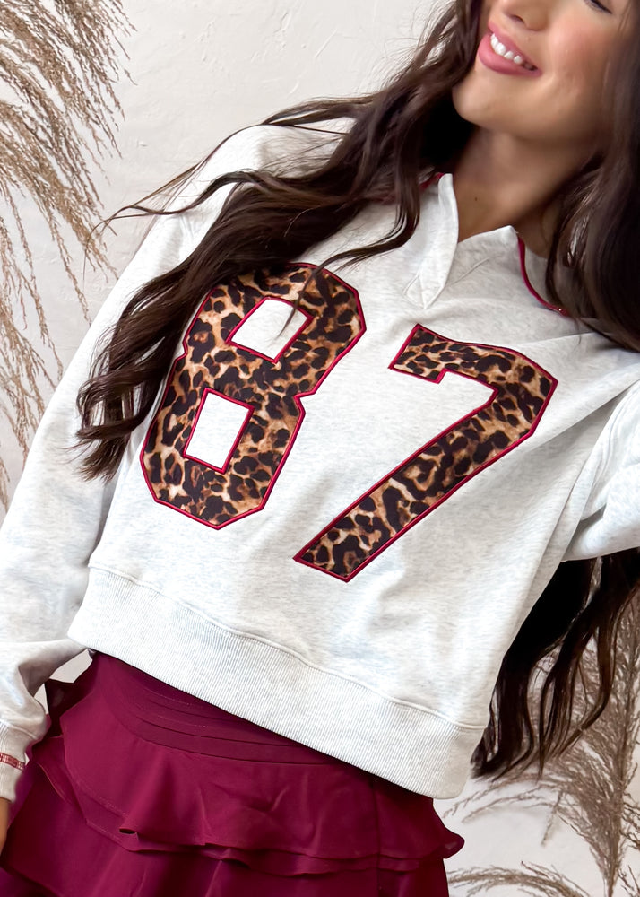 Wildly Cozy 87 Cropped Varsity Sweatshirt | Gray