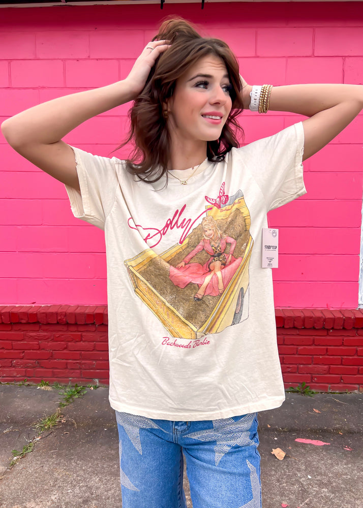 
            
                Load image into Gallery viewer, Livy Lu Dolly Parton Backwoods Barbie Tee | Off White
            
        
