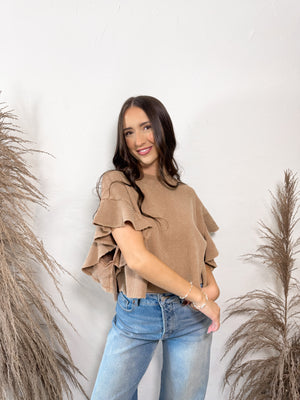 Applewood Waffle Knit Crop Top | Chocolate