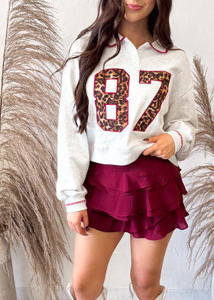 Wildly Cozy 87 Cropped Varsity Sweatshirt | Gray