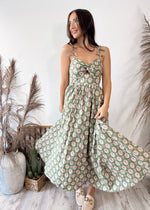 Strawberry Matcha Green Floral Dress