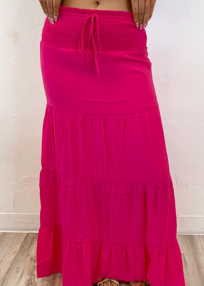 Cool For Summer Tiered Maxi Skirt | Fuchsia