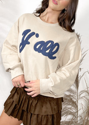 The Y’all Flocked Sweatshirt | Taupe