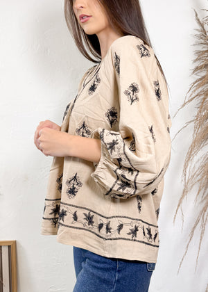 Spiced Latte Embroidered Top | Coffee