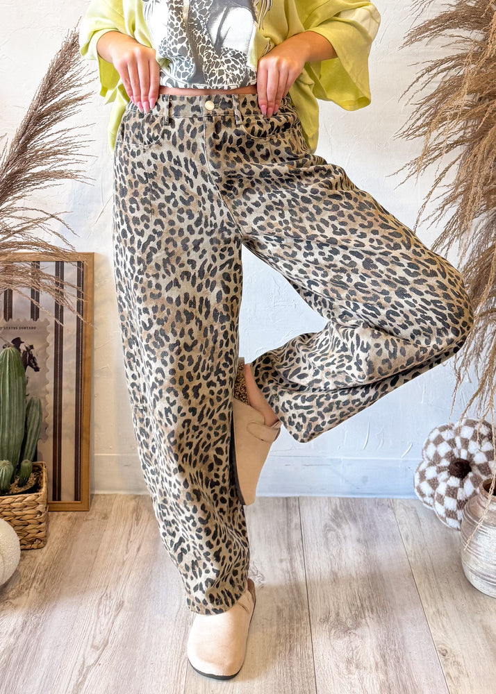 Thrill Seeker Leopard Barrel Jean