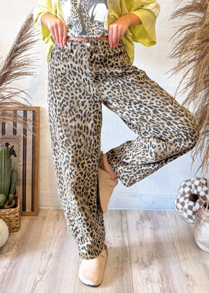 Thrill Seeker Leopard Barrel Jean
