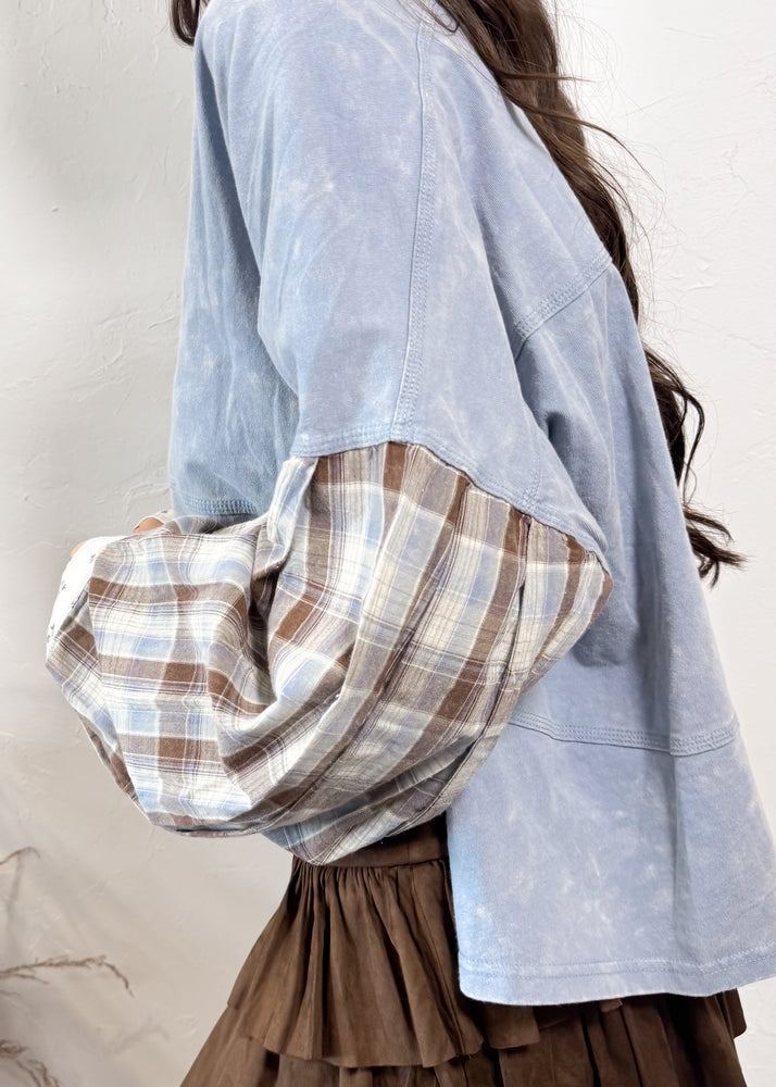 For Keeps Plaid/Floral Top | Denim