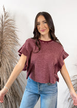 Applewood Waffle Knit Crop Top | Wine