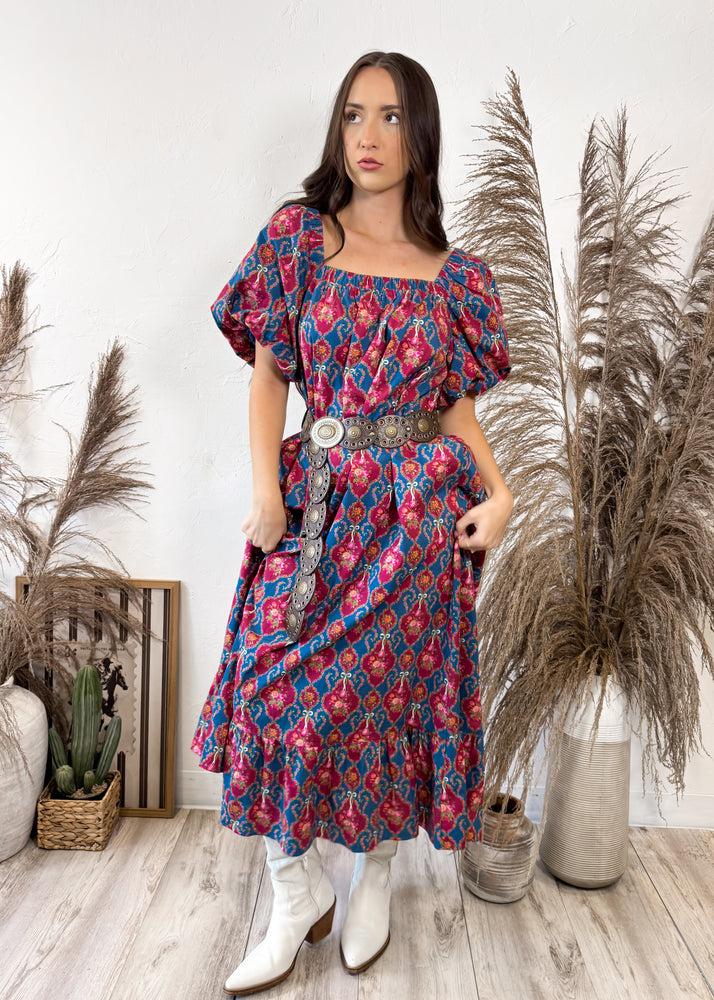 Harvest Bloom Maxi Dress | Teal