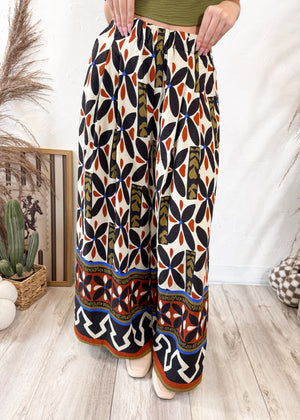Retro Bloom Work to Casual Pants | Black Mix