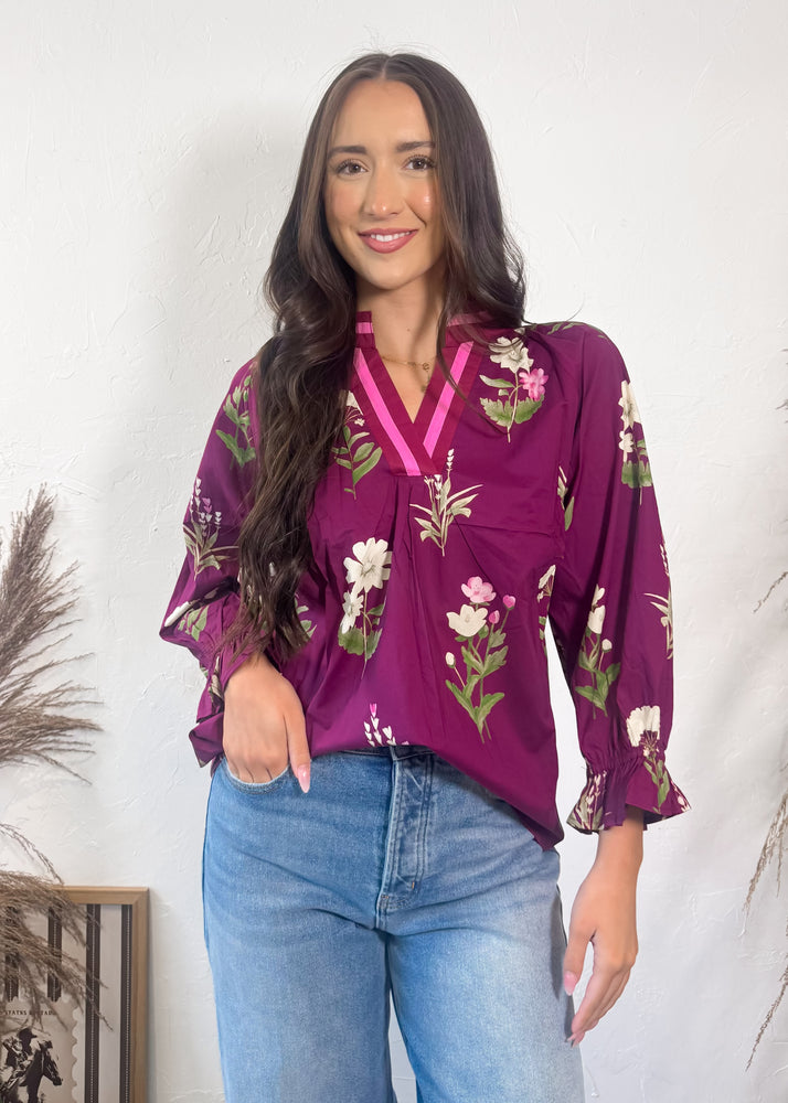 Plum Perfect Floral Top | Purple