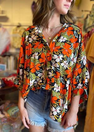 
            
                Load image into Gallery viewer, Welcome To The Jungle Floral Top | Black
            
        