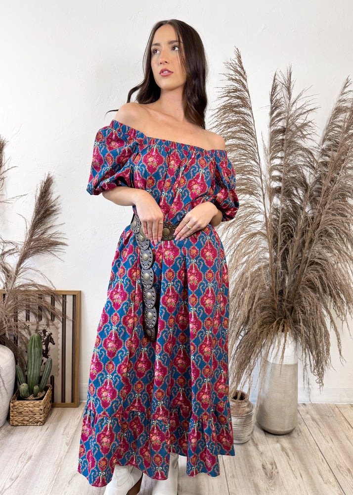 Harvest Bloom Maxi Dress | Teal
