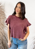 Applewood Waffle Knit Crop Top | Wine