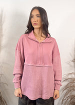 Jadelynn Brooke Ready Or Not Waffle Quarter Zip | Dusty Rose