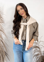 Fifth Ave Striped Shirt with Knit Sleeve | Ash Olive