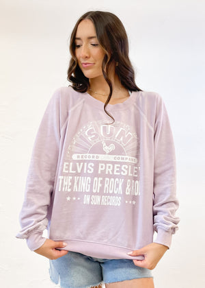 Recycled Karma Sun Records X Elvis Presley King Of Rock Sweatshirt | Lilac