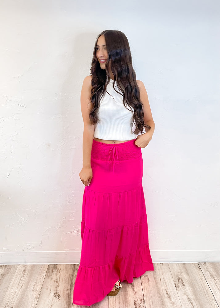 Cool For Summer Tiered Maxi Skirt | Fuchsia