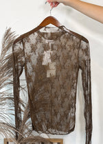 Lady Lux Lace Long Sleeve Top | Brown