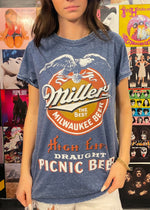 RECYCLED KARMA Miller High Life Girl In The Moon Tee l White