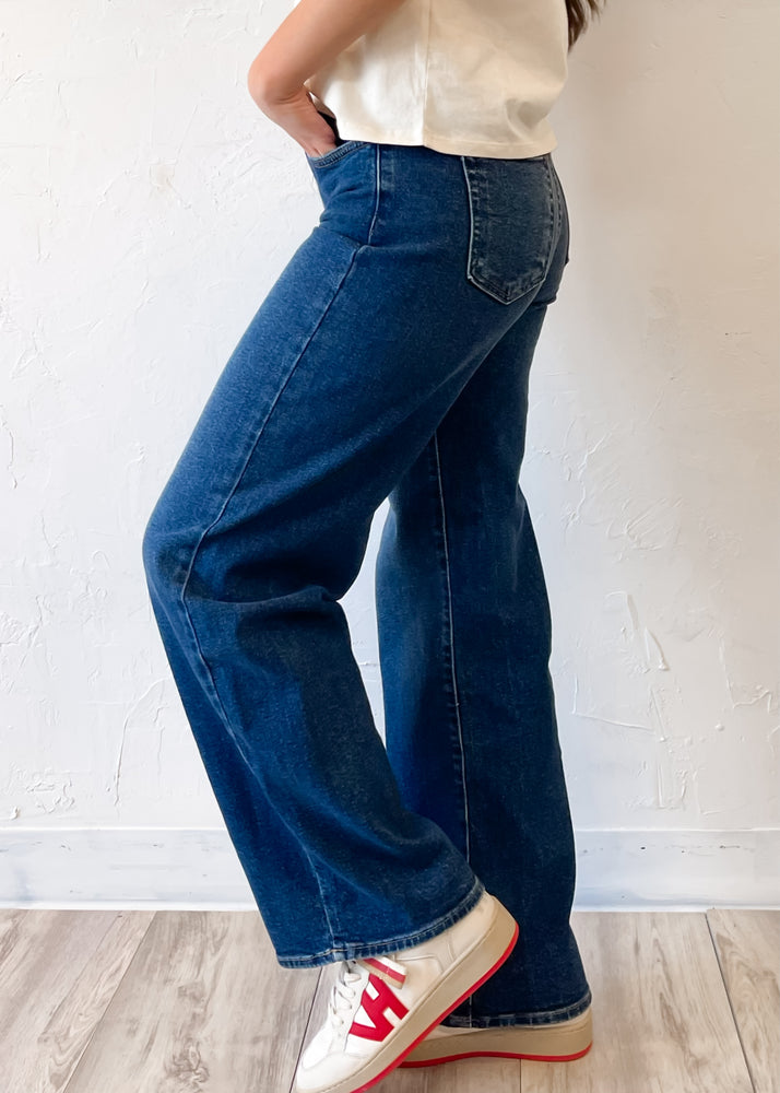JBD Blair Mid Rise Slim Wide Leg Pant | Dark