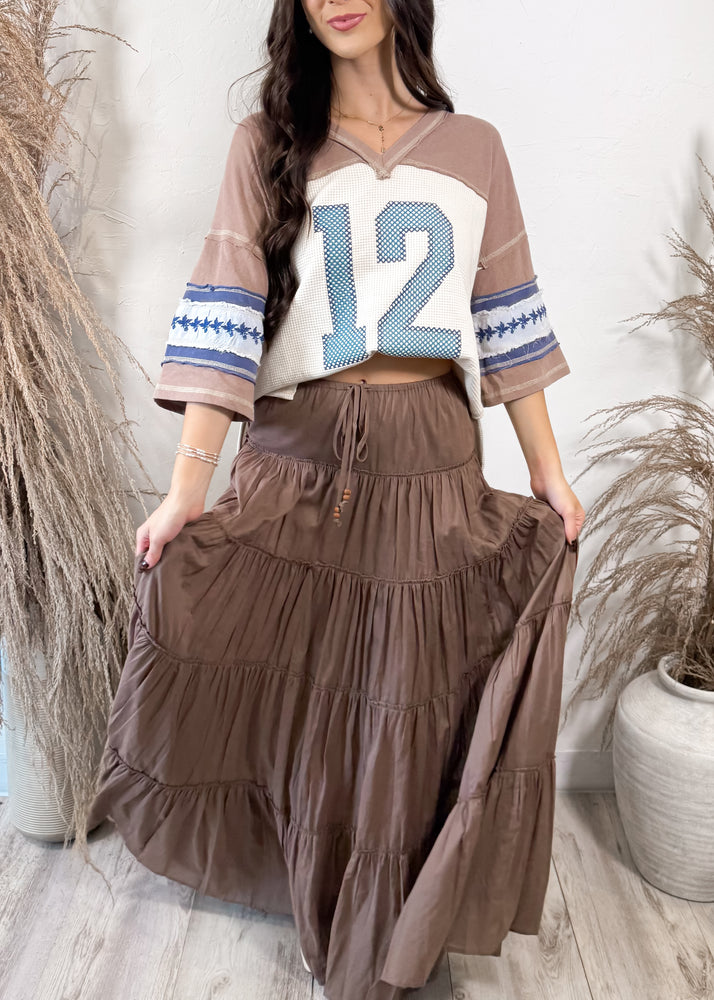 Vintage Varsity Waffle Knit T-Shirt | Oatmeal