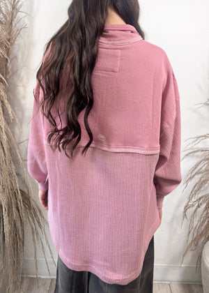 Jadelynn Brooke Ready Or Not Waffle Quarter Zip | Dusty Rose