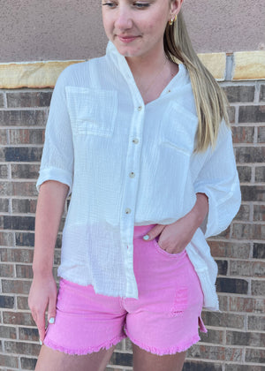 Summer Sorbet Gauze Button Down Top | Milk