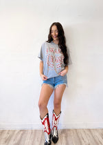 Livy Lu Arkansas Razorbacks Plaid Crest Thrifted Tee | Grey