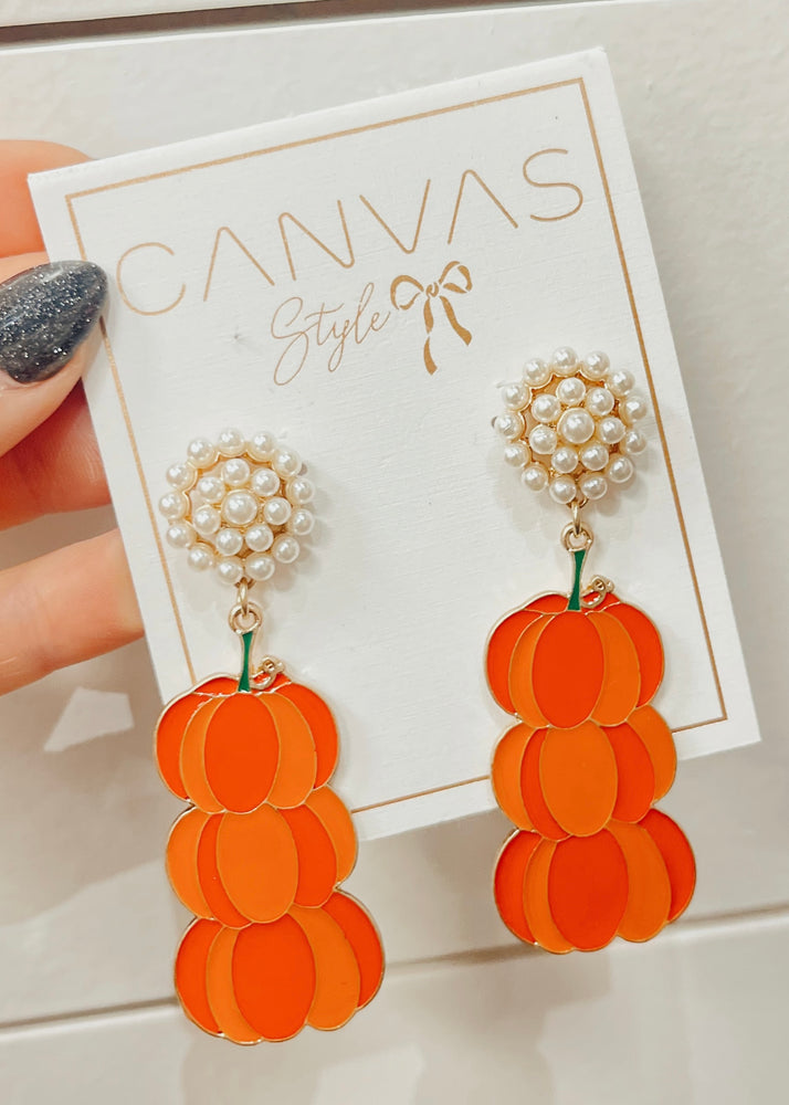 Canvas Enamel Earring | Pumpkin Stack