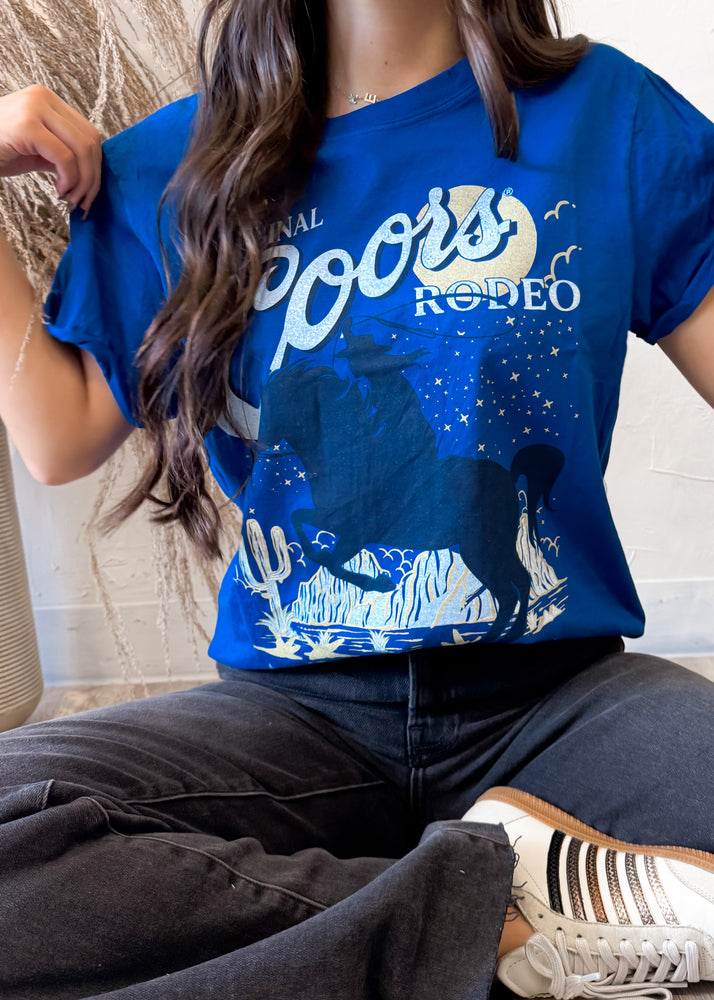 Recycled Karma Original Coors Rodeo Bull Tee | Cobalt Blue