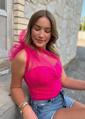 
            
                Load image into Gallery viewer, She&amp;#39;s All That Strapless Tie Top | Hot Pink
            
        