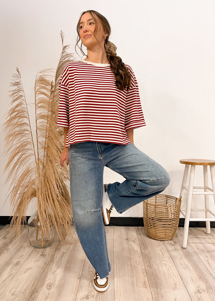 Sweet Charmer Knit Stripped Short Sleeve Top