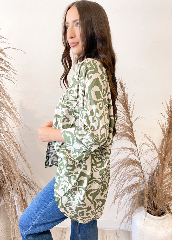 Mossy Meadow Button Up Top | Sage
