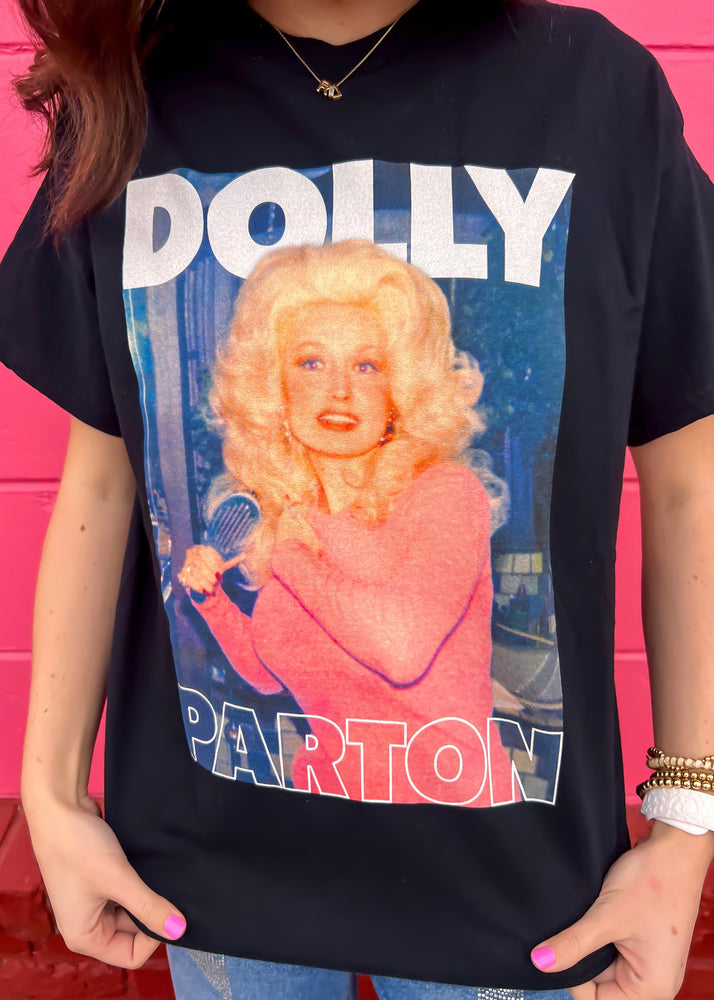 Livy Lu Dolly Parton In Pink Tee | Black