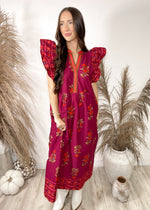 Mulled Cider Floral Dress | Burgundy