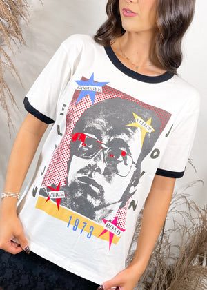 Daydreamer Elton Jogn 1973 Pop Art Oversized Ranger Tee | Vintage white