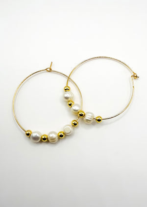 Haute Mess Pearl And Beaded Hoop