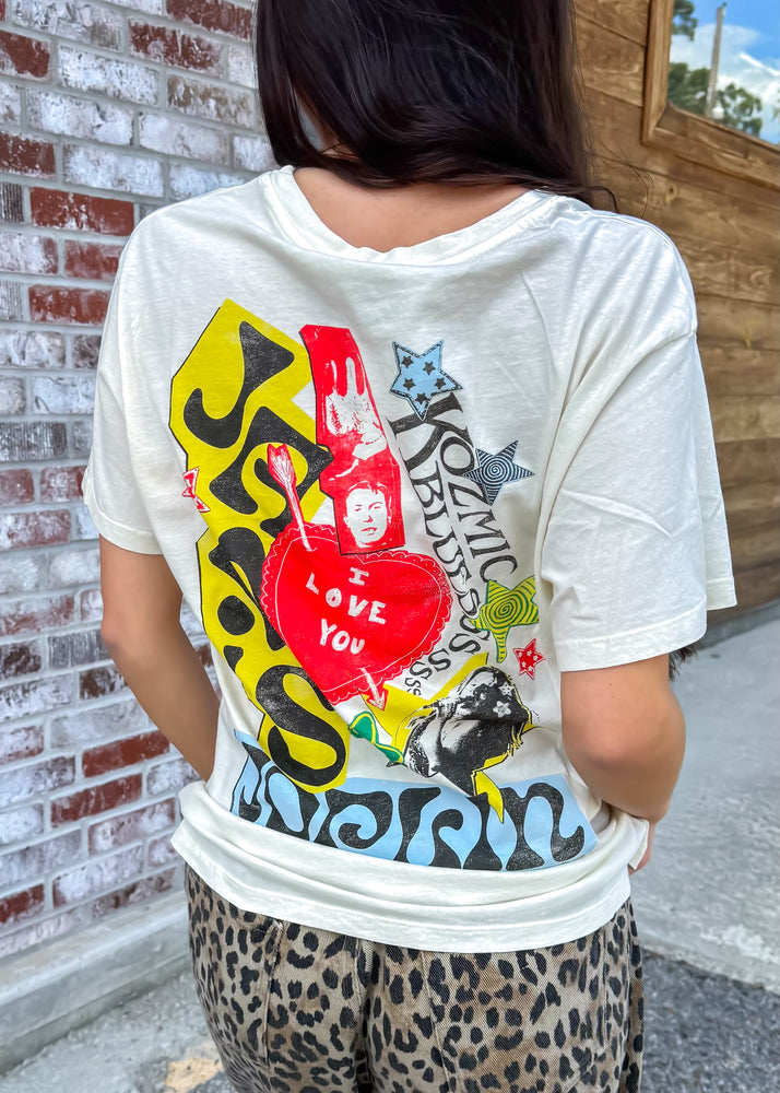 Daydreamer Janis Joplin Scrapbook Art Boyfriend Tee