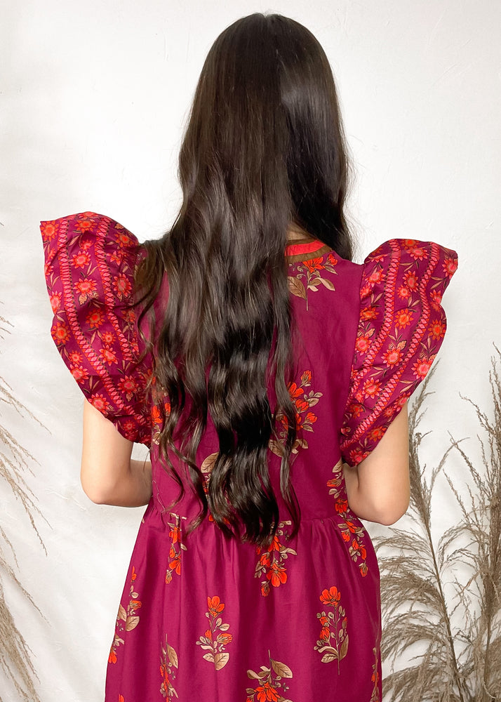 Mulled Cider Floral Dress | Burgundy