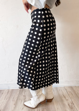 Chapel Bells Polkadot Maxi Skirt | Black