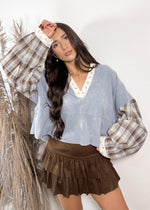 For Keeps Plaid/Floral Top | Denim