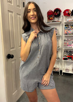 Laidback Life Pinstripe Sleeveless Romper | Denim Blue