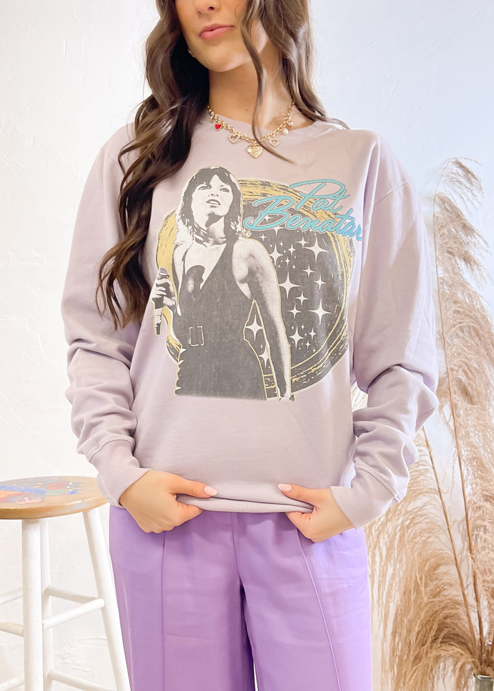 Recycled Karma Pat Benatar Sweatshirt | Lilac