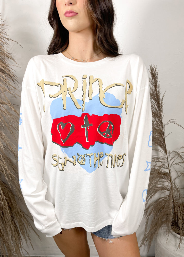 Daydreamer Prince Sign Of The Times Merch Long Sleeve | Vintage White