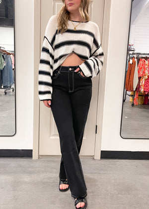 Believe The Stripe Cropped Sweater